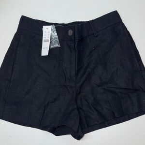 ✨J. Crew High Waist Black Shorts 100% Linen Sz XXS NWT